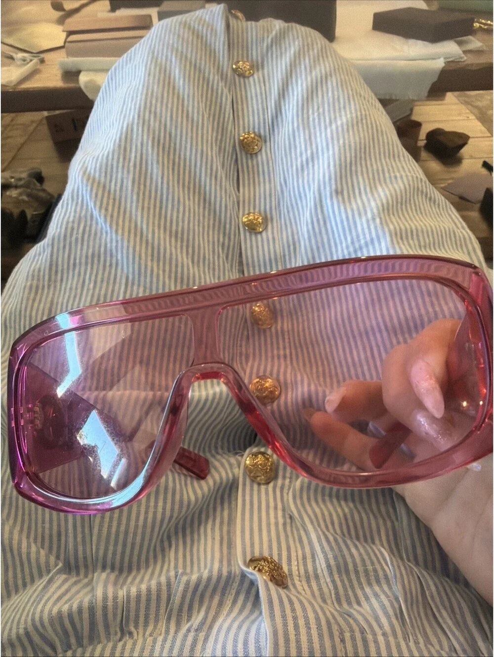 DOLCE & GABBANA  Mask Sunglasses $455 (flaw)
